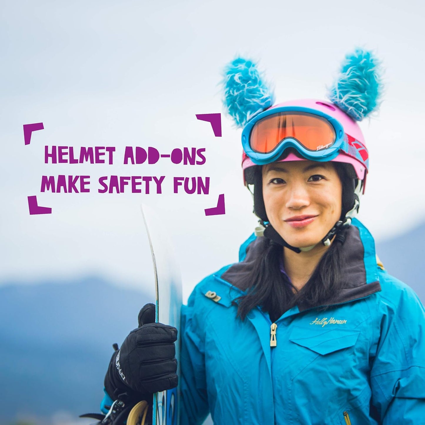 Lynx Helmet Accessories W/Sticky Hook & Loop Fastener Adhesive (Helmet Not Included), Fun Helmet Bunny/Rabbit Ears/Covers for Snowboarding, Skiing, Biking for Kids, Toddlers and Adults