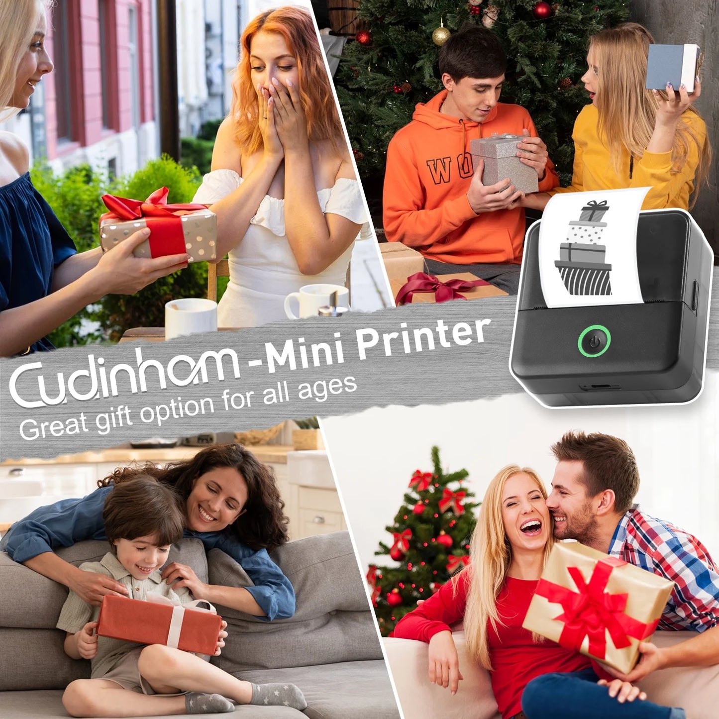 SLOK Mini Bluetooth Photo Printer with 10 Rolls Printing Paper,Black