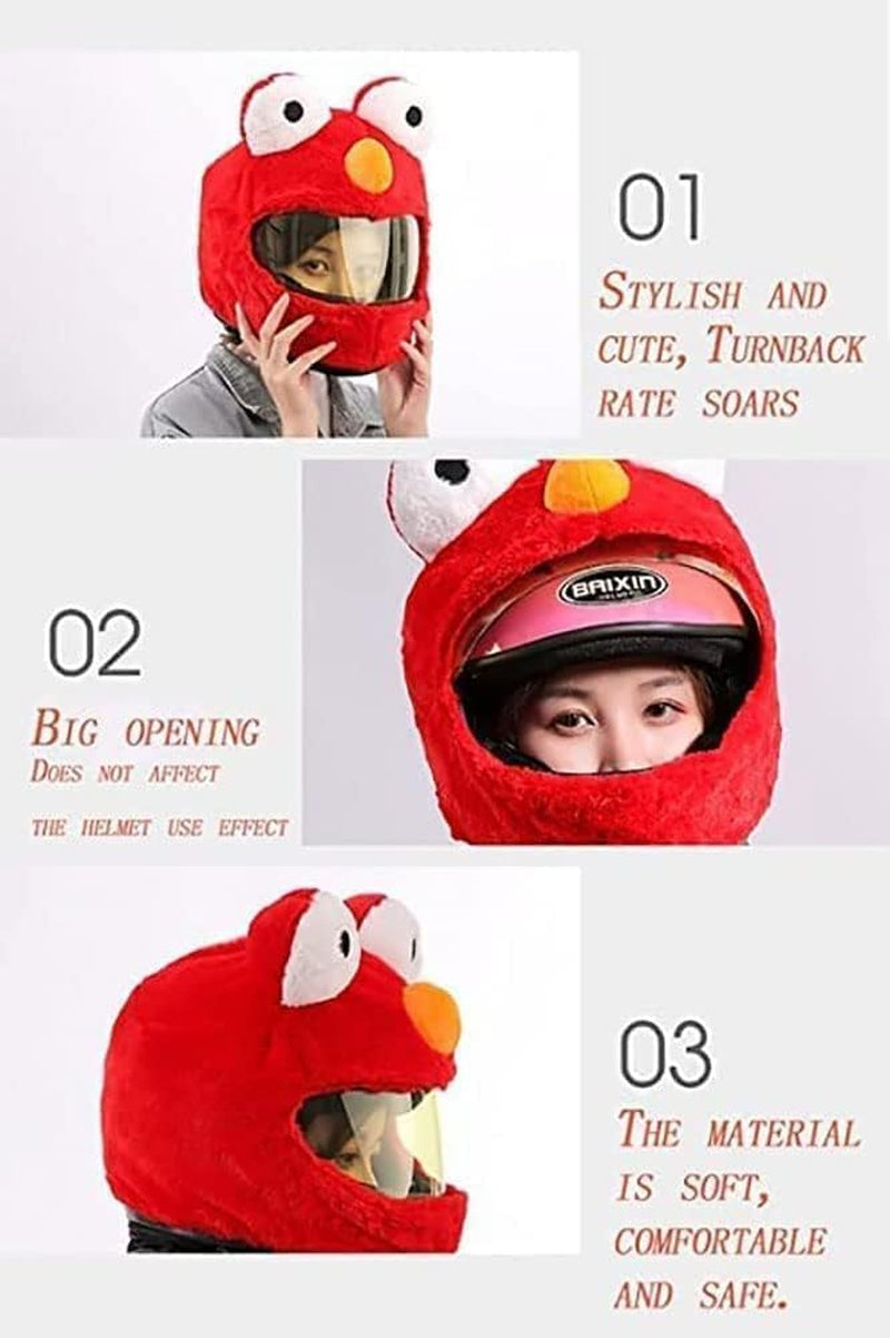 Motorcycle Helmet Cover,Funny Crazy Motorcycle Helmet Cover Dustproof Decorative Cover Cartoon Plush Full Face Helmet Protective Cover Fun Riding Gear an Accessories,6