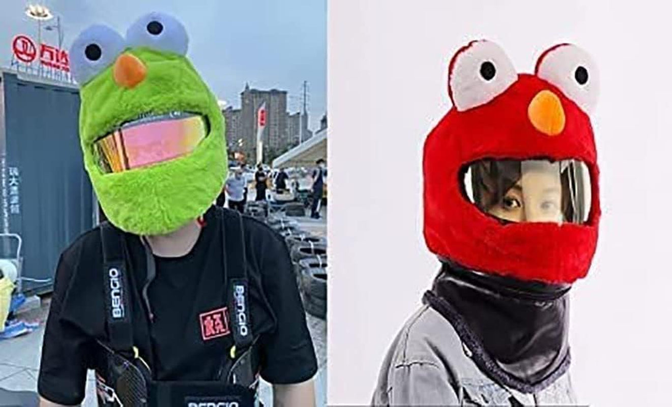 Motorcycle Helmet Cover,Funny Crazy Motorcycle Helmet Cover Dustproof Decorative Cover Cartoon Plush Full Face Helmet Protective Cover Fun Riding Gear an Accessories,6