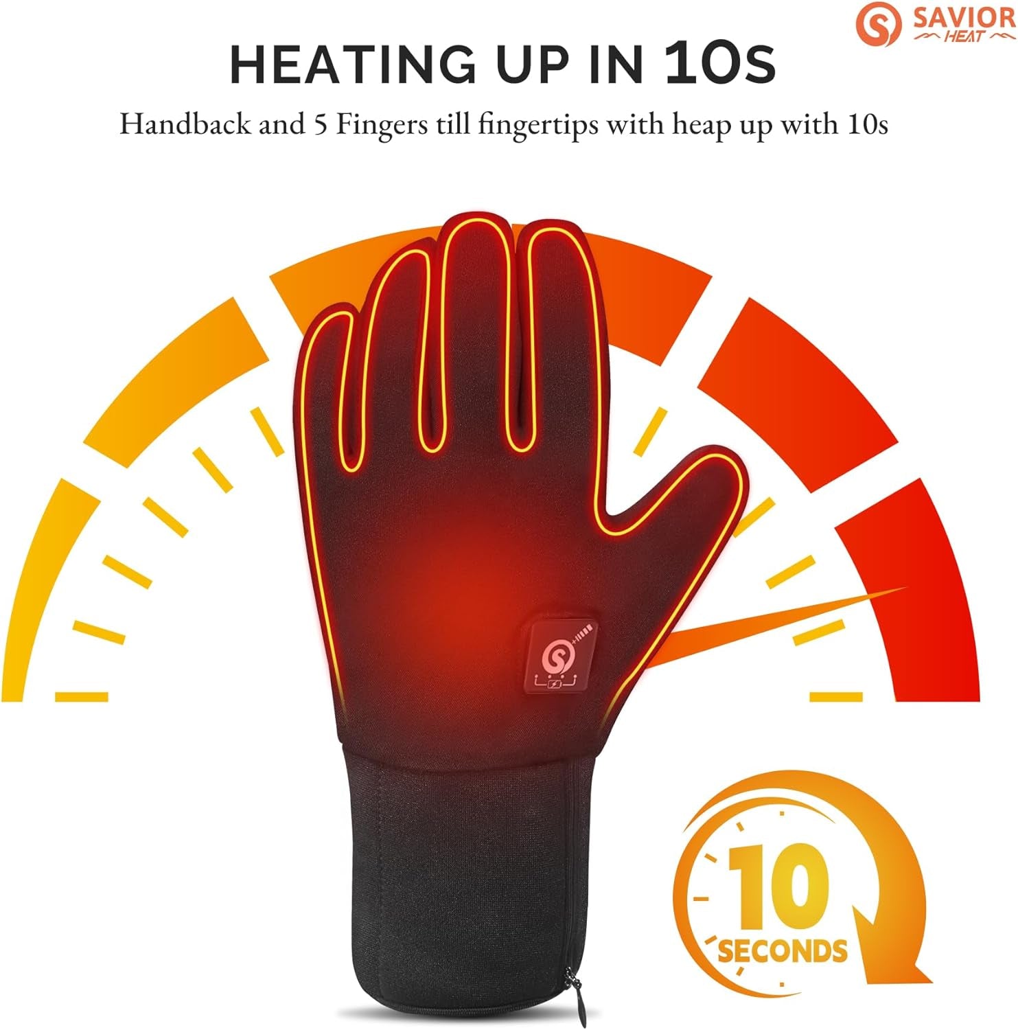 Heated Cycling Biking Gloves, Thin Electric Heated Gloves Men Women 7.4V Rechargeable Battery Cold Weather Motorcycling Working Hiking Camping Running Riding