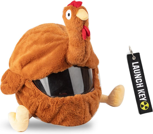 Cute Turkey Motorcycle Helmet Cover Soft Plush Full Face Helmet Sleeve Furry Fun Cartoon Animal Headcover Riding Gear for Motorcycle Personalized Protection Decoration with Keychain