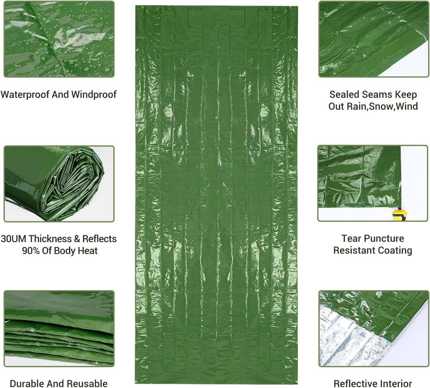 Emergency Sleeping Bag, Portable Emergency Blanket Thermal Bivy Sack, Waterproof