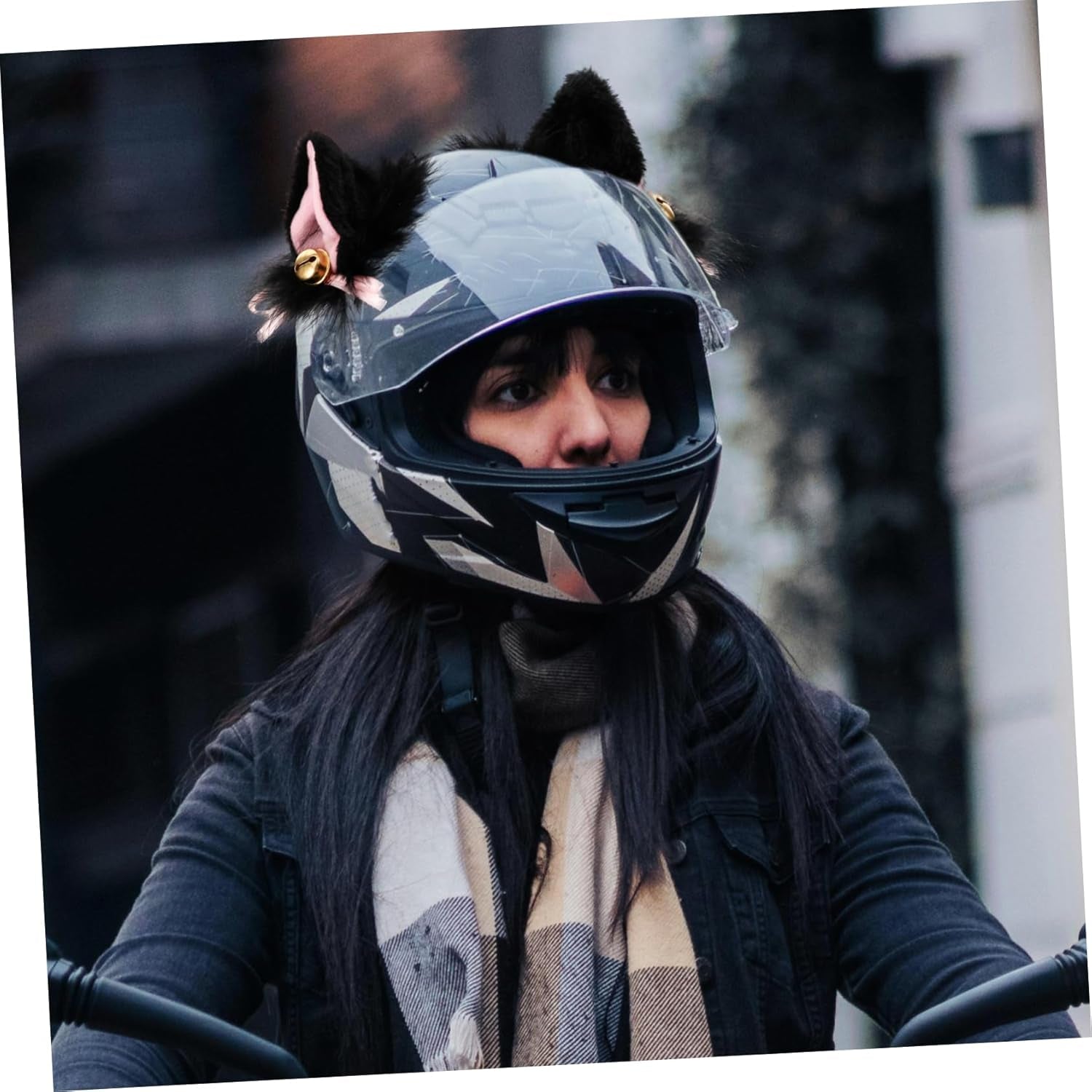 Cute Helmet Decorations Plush Ears for Motorcycle Helmets Accessories Women Motorcycle Decor