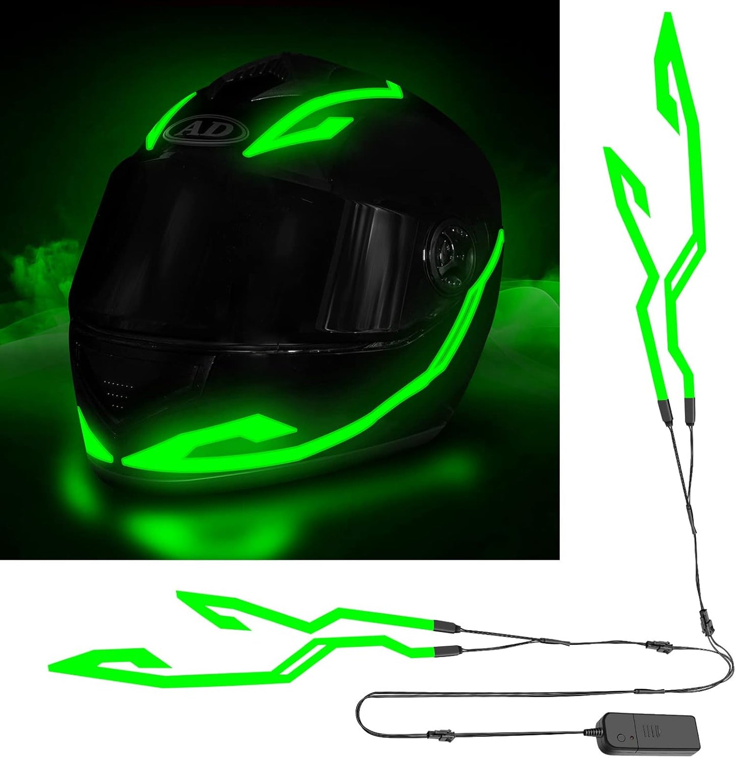 Motorcycle Helmet Light,3 Modes Driving EL Light Strips,Battery Helmet Light Strip,Night Riding Signal Light Decoration Kit(No Helmet)