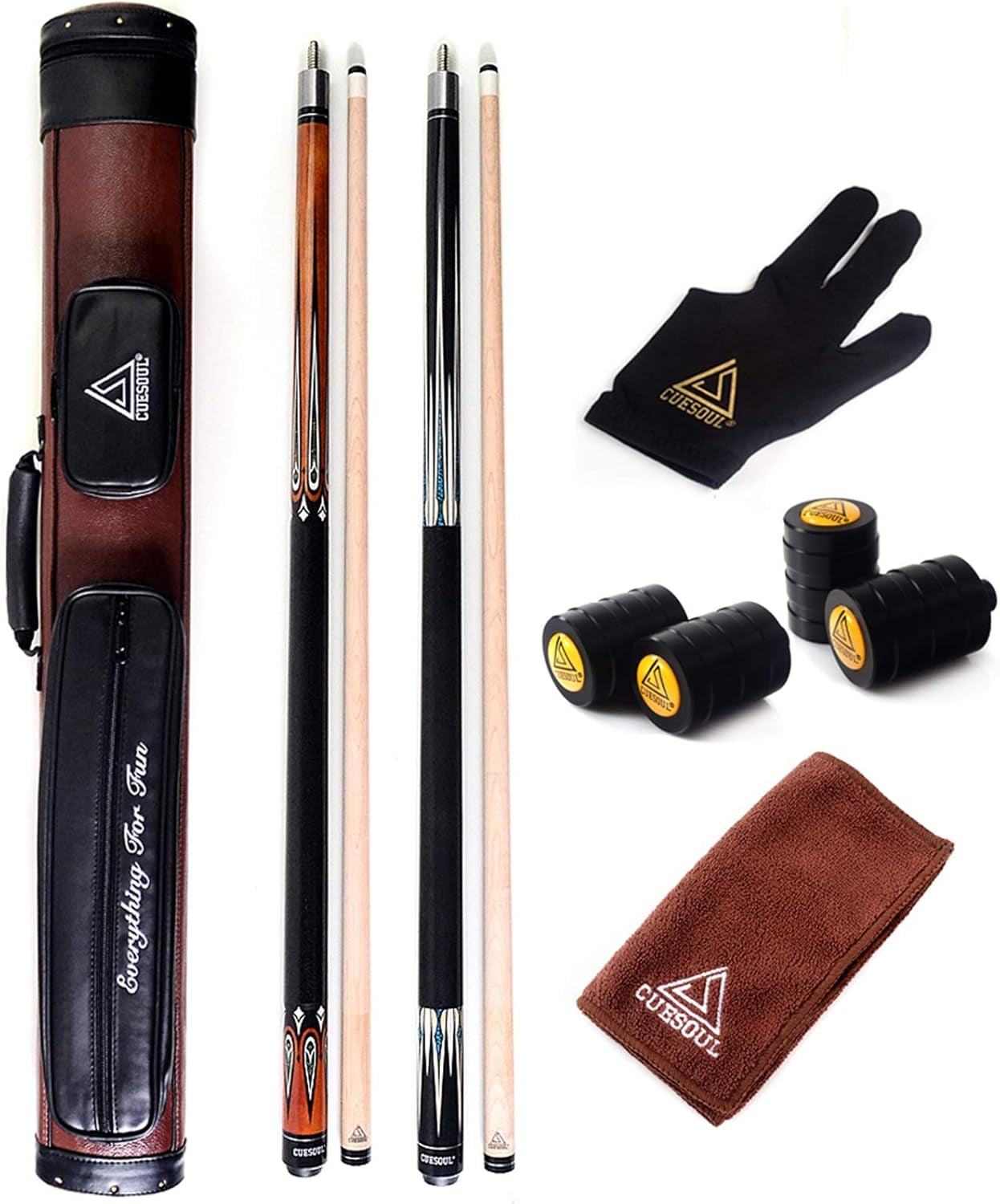 House Bar Pool Cue Sticks,Two Cue Sticks + 2X2 Pool Cue Case Hard