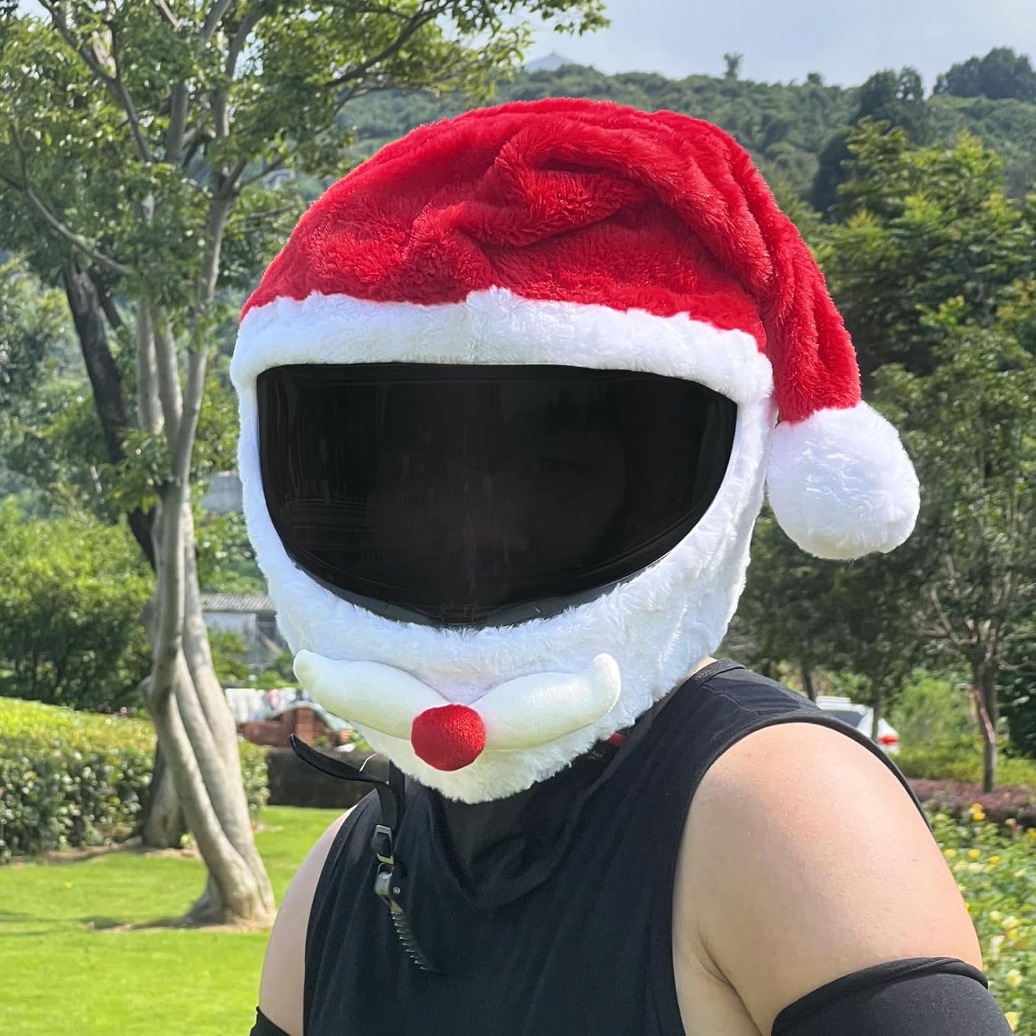 Motorcycle Helmet Covers Are Suitable for Most Full Face Helmets, Cross Section Helmets, Christmas Hats, Fun Riding Gear and Gifts (Santa Claus)