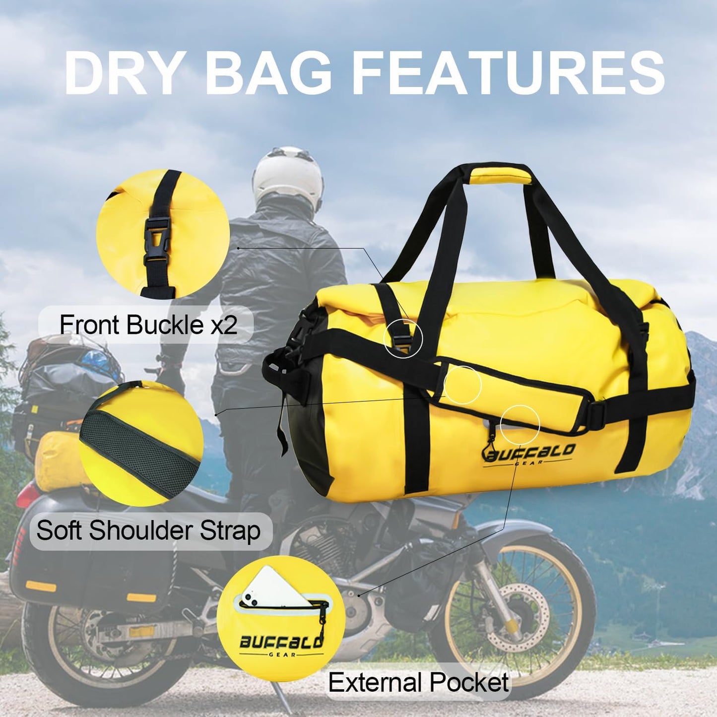 Waterproof Duffle Bag 40L 60L 80L Roll-Top Dry Bag Heavy Duty Waterproof Duffel Travel Bag for Kayaking Rafting Boating Fishing Camping