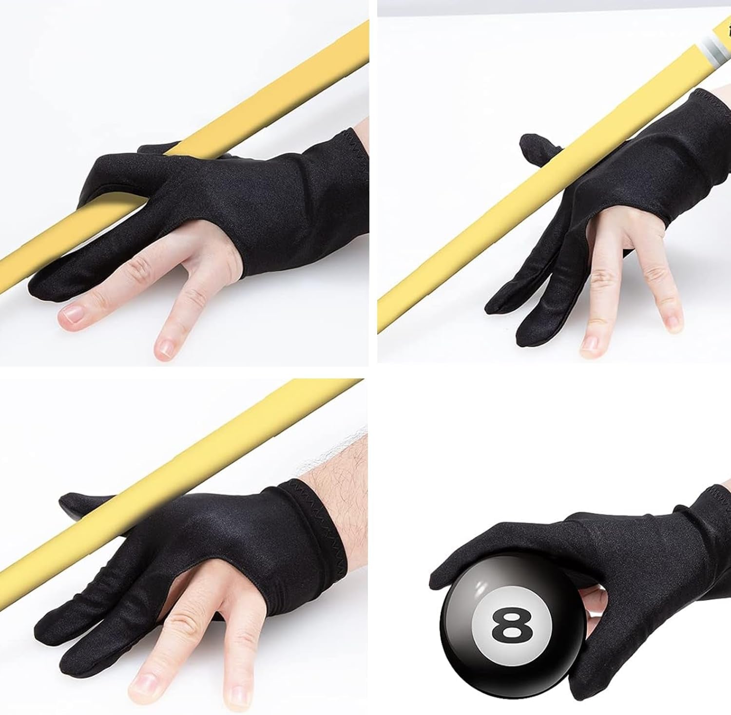 Billiards Glove 2 Pcs Three Finger Pool Glove Universal Cue Sports Gloves Breath