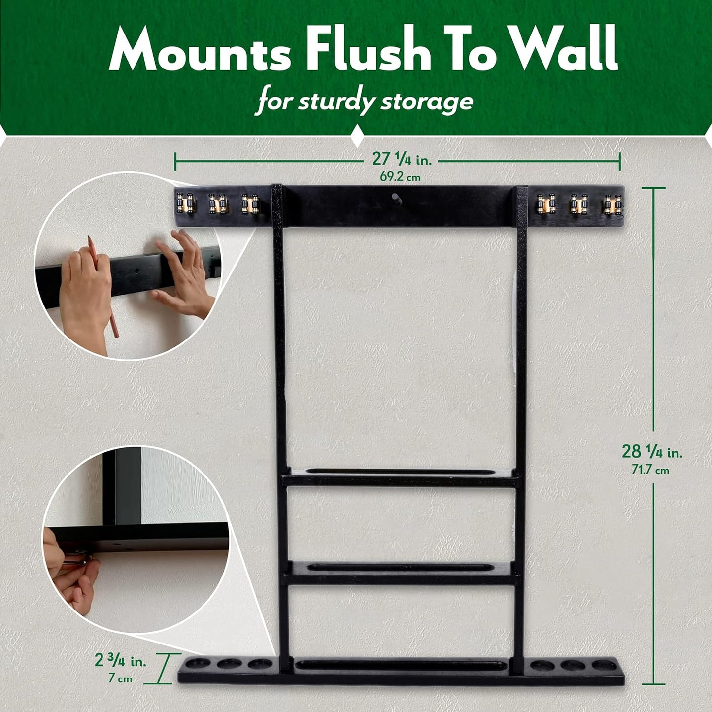 Pool Cue Rack - Billiard Pool Stick and Ball Holder Only - 100% Wood Wall Mount Holds 6 Cues and 16 Balls - Pool Table Accessories, Mahogany