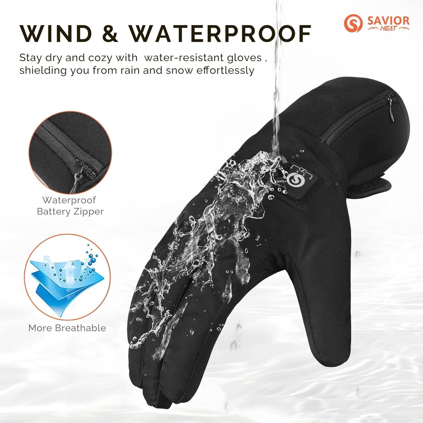 Heated Cycling Biking Gloves, Thin Electric Heated Gloves Men Women 7.4V Rechargeable Battery Cold Weather Motorcycling Working Hiking Camping Running Riding