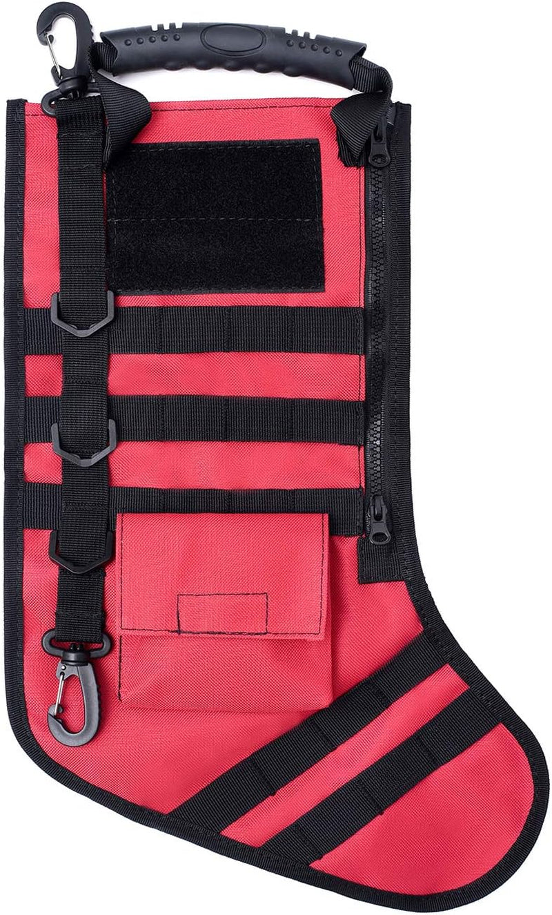 Tactical Christmas Stocking with MOLLE Gear Webbing (1 Pack Red)