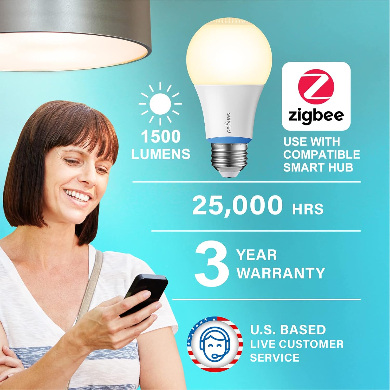 Smart Light Bulbs 100W, Zigbee Hub Required, Soft White Smart Bulbs Work with Alexa, Google, Smartthings, Echo 4Th, Echo Show 10, Echo Plus, Dimmable A19 LED Light 2700K 1500LM, E26 1 Pack