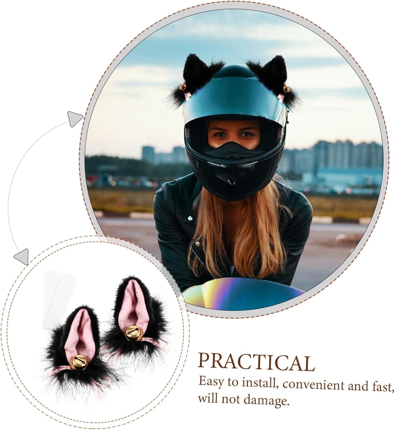 Cute Helmet Decorations Plush Ears for Motorcycle Helmets Accessories Women Motorcycle Decor