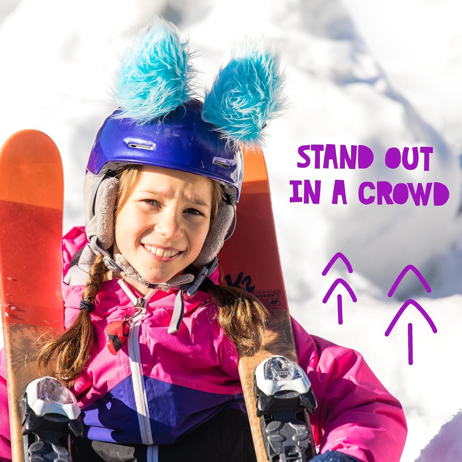 Lynx Helmet Accessories W/Sticky Hook & Loop Fastener Adhesive (Helmet Not Included), Fun Helmet Bunny/Rabbit Ears/Covers for Snowboarding, Skiing, Biking for Kids, Toddlers and Adults