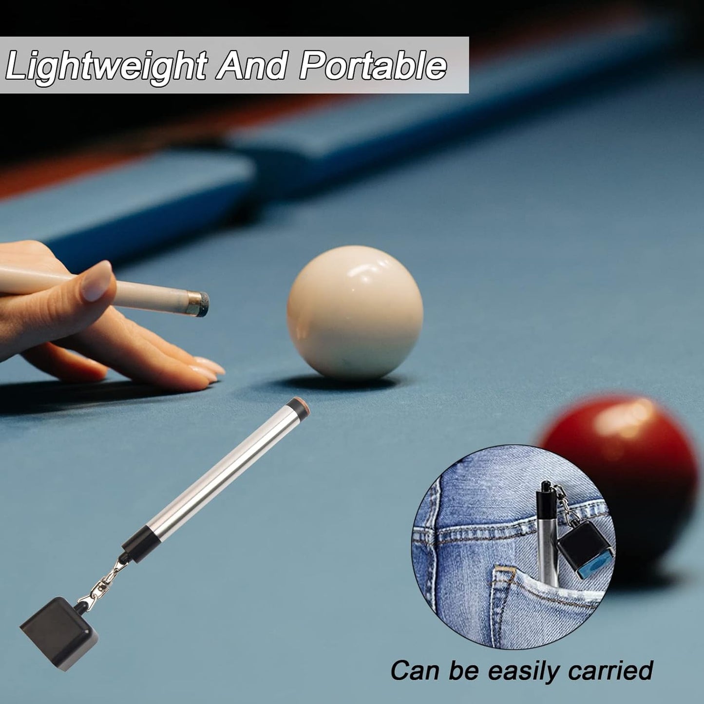 Pool Cue Chalk Holder,2 in 1 Pool Chalk Holder Pocket for Billiards Non-Slip Bil