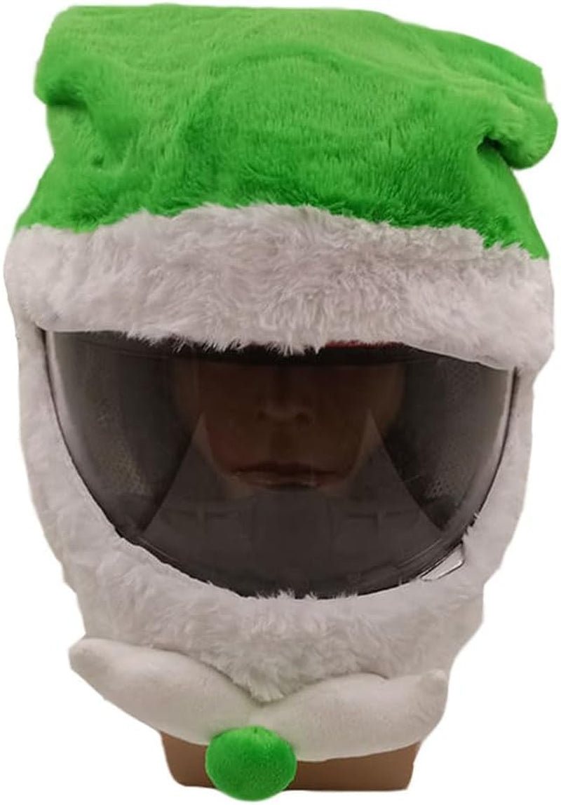 Christmas Motorcycle Helmet Covers Cartoon Xmas Hat Decoration Full Face Helmet Protective Cover Santa Claus Plush Helmet Cover for Men Women Motorcycle Helmet Fun Riding Gear and Gifts