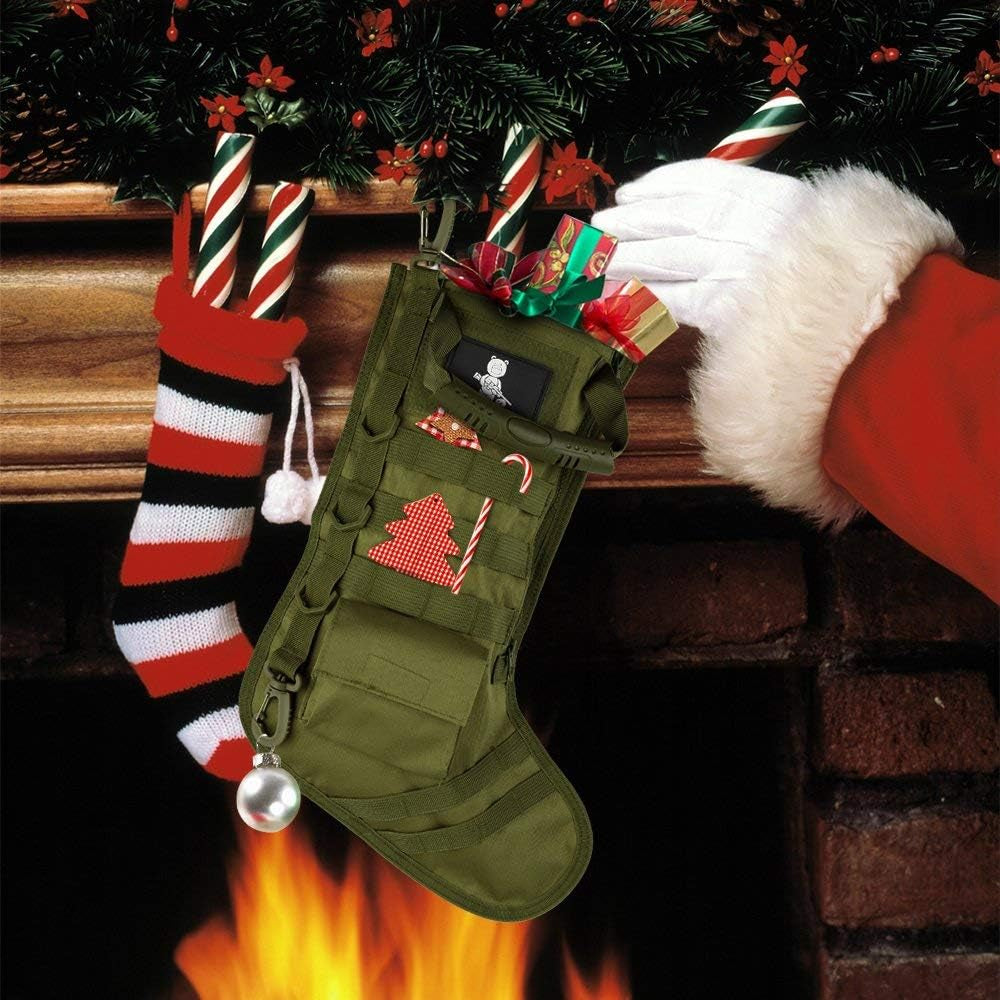 Tactical Christmas Stocking with MOLLE Gear Webbing (3 Pack Tan)