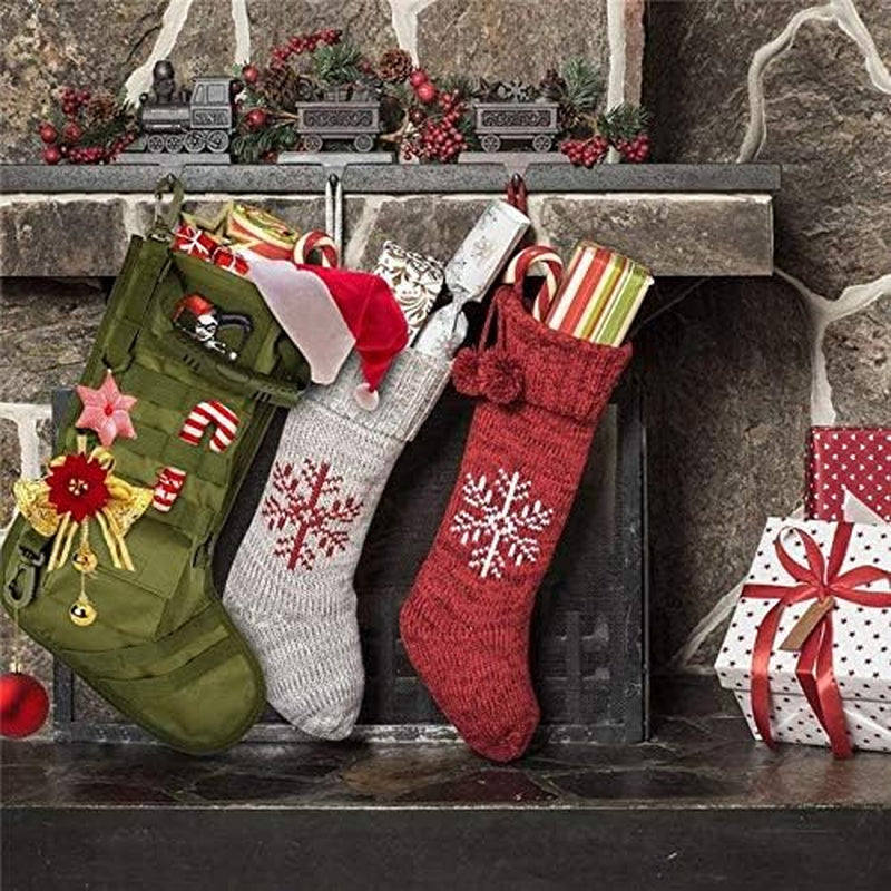 Tactical Christmas Stocking with MOLLE Gear Webbing (1 Pack Red)