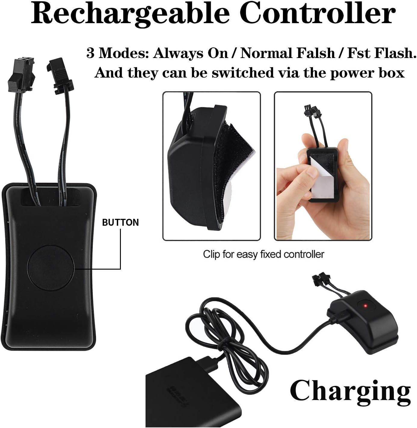 Unique Flame Shape 4PCS Rechargeable Motorcycle Helmet Light, Night Riding Signal Helmet EL Light, 3 Mode Led Helmet Light Strip Decoration Kit for Motorcycle(Rechargeable Powered，Ice Blue)