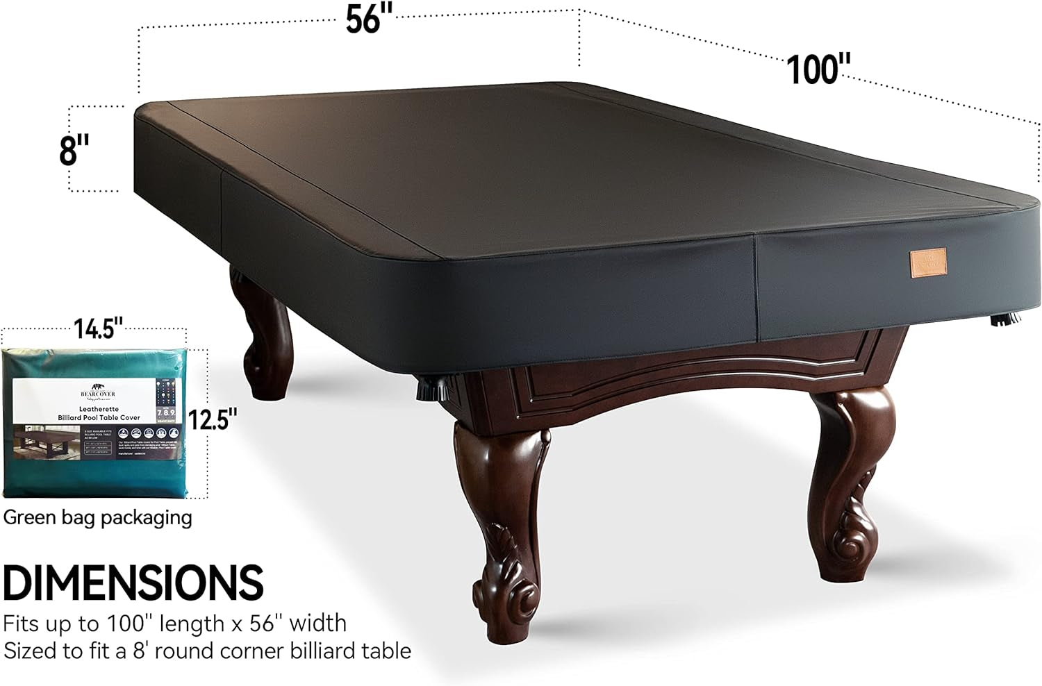 Heavy Duty Leatherette Billiard Pool Table Cover, Waterproof & Tearproof Covers