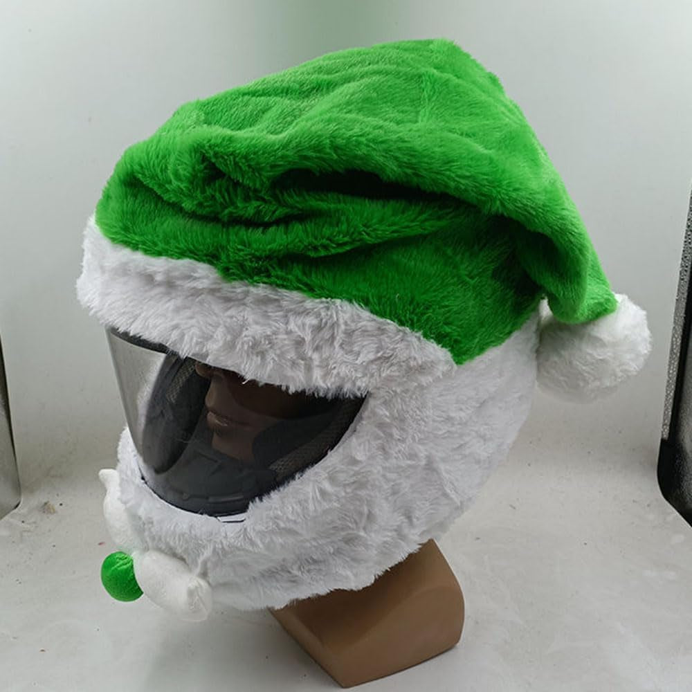 Christmas Motorcycle Helmet Covers Cartoon Xmas Hat Decoration Full Face Helmet Protective Cover Santa Claus Plush Helmet Cover for Men Women Motorcycle Helmet Fun Riding Gear and Gifts