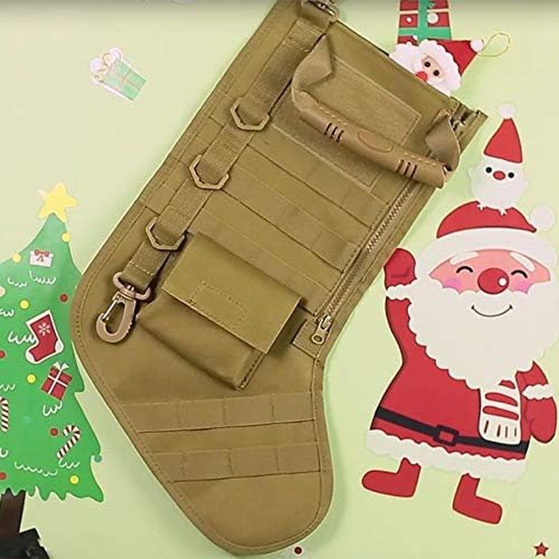 Tactical Christmas Stocking with MOLLE Gear Webbing (1 Pack Red)