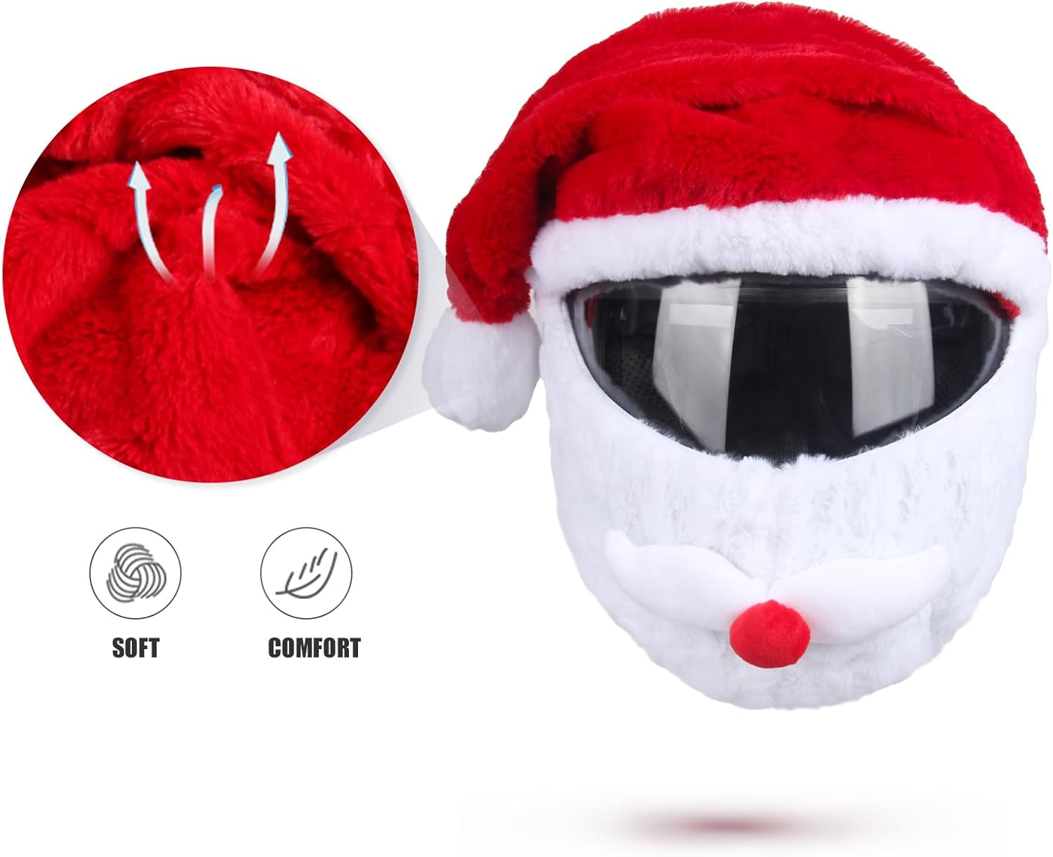 Motorcycle Helmet Covers Are Suitable for Most Full Face Helmets, Cross Section Helmets, Christmas Hats, Fun Riding Gear and Gifts (Santa Claus)