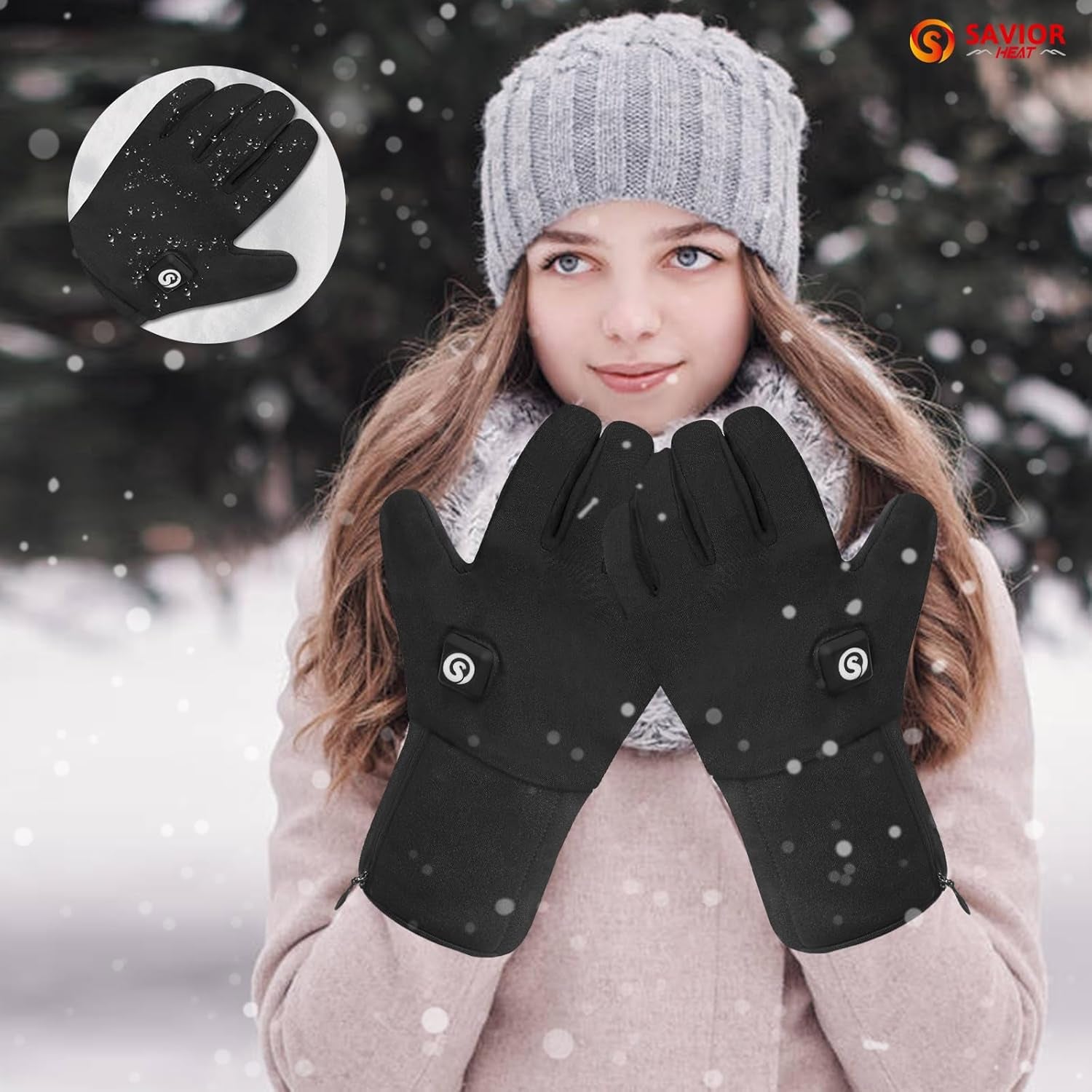 Heated Cycling Biking Gloves, Thin Electric Heated Gloves Men Women 7.4V Rechargeable Battery Cold Weather Motorcycling Working Hiking Camping Running Riding