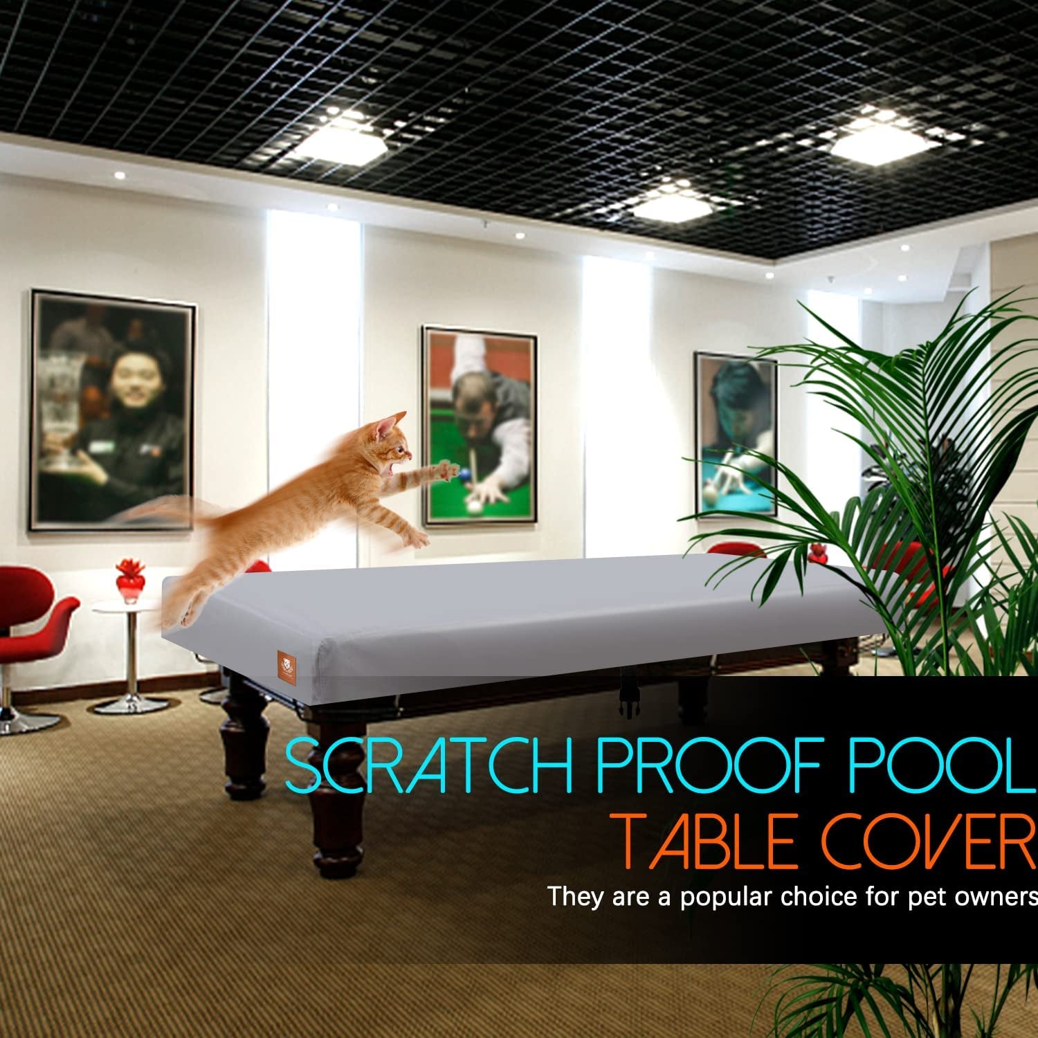 Clawscover Pool Table Cover 7/8/9 Feet,Heavy Duty Waterproof Scratch-Free 600D P