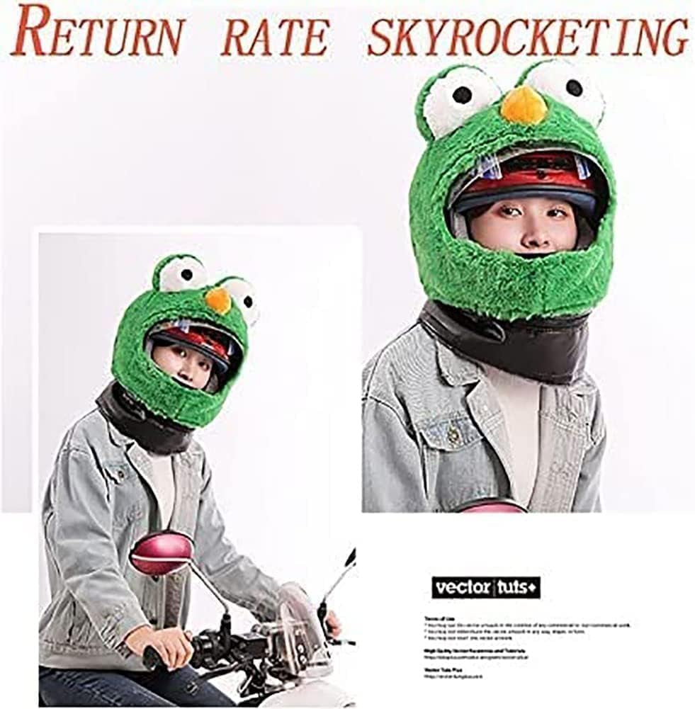 Motorcycle Helmet Cover,Funny Crazy Motorcycle Helmet Cover Dustproof Decorative Cover Cartoon Plush Full Face Helmet Protective Cover Fun Riding Gear an Accessories,6