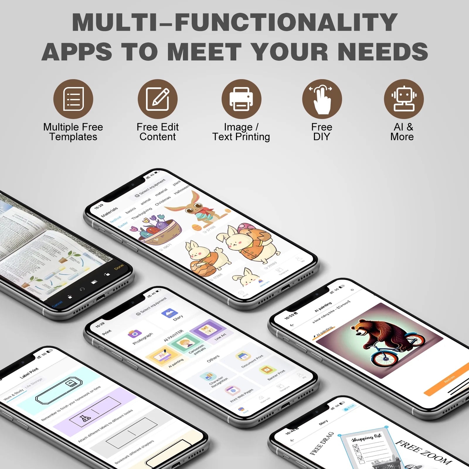 SLOK Mini Bluetooth Photo Printer with 10 Rolls Printing Paper，Black