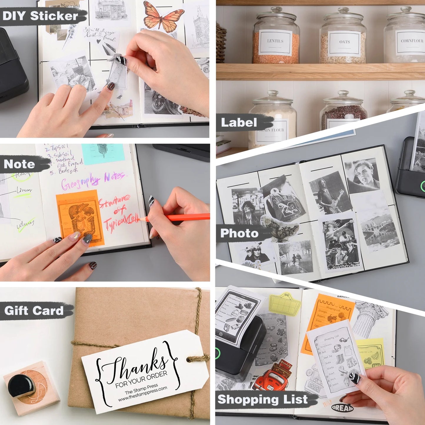 SLOK Mini Bluetooth Photo Printer with 10 Rolls Printing Paper，Black